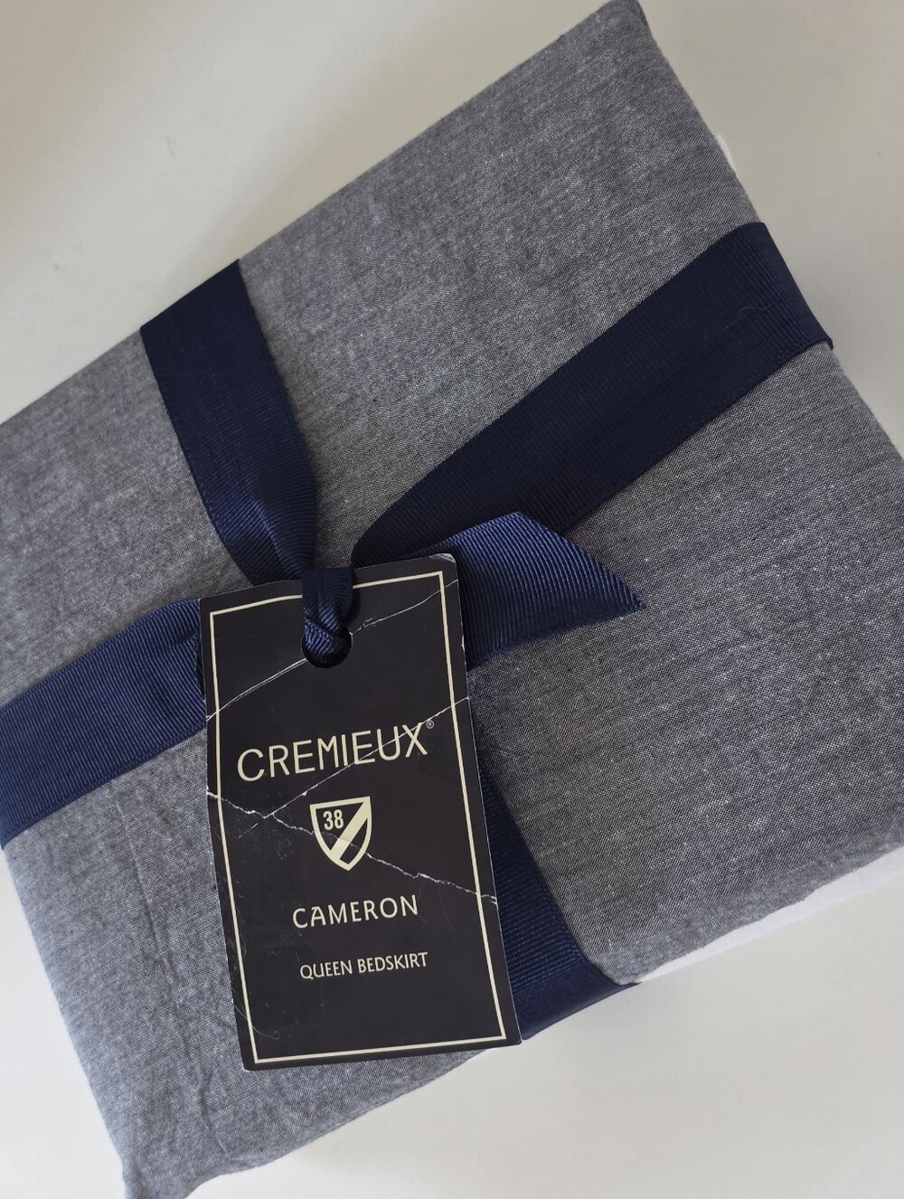 Daniel Cremieux Heather Gray Queen Sheet Set with Navy Band
